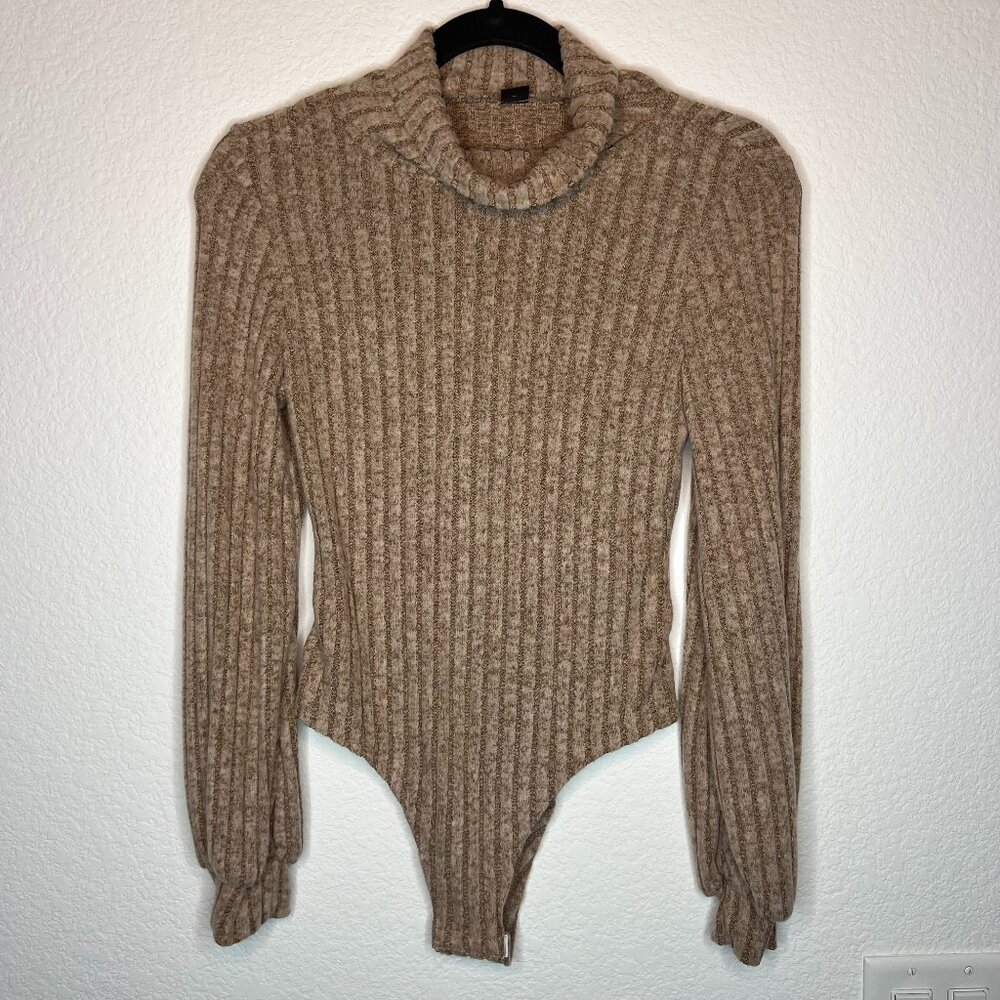 SHEIN 2PC Solid Turtleneck Ribbed Knit Bodysuit